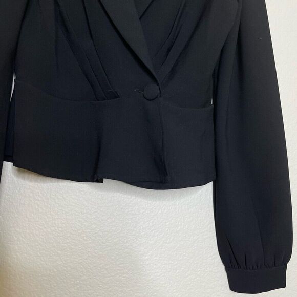 Revolve About Us Black XXS Blazer Style Wrap Blouse Long Sleeve Button Top Work - Picture 4 of 11